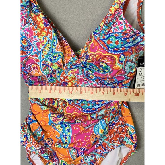 Lauren Ralph Lauren Bathing Suit Sz 6 Multi Paisley Over-The-Shoulder Underwire - Picture 8 of 9